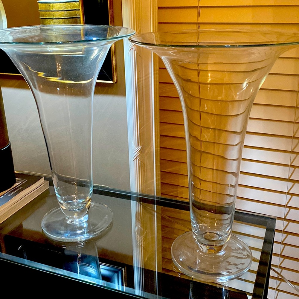 2 TALL GLASS VASES